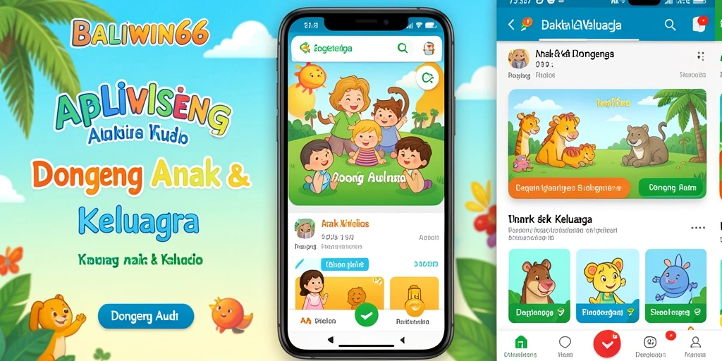 Antarmuka BALIWIN66 yang ramah anak dengan koleksi dongeng audio.