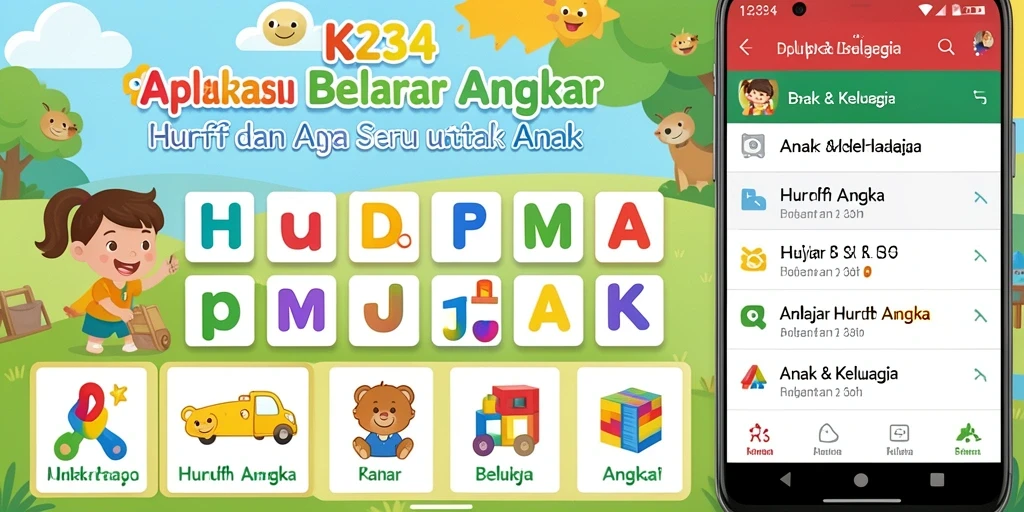 Tampilan user-friendly K234 yang memudahkan anak belajar huruf dan angka.