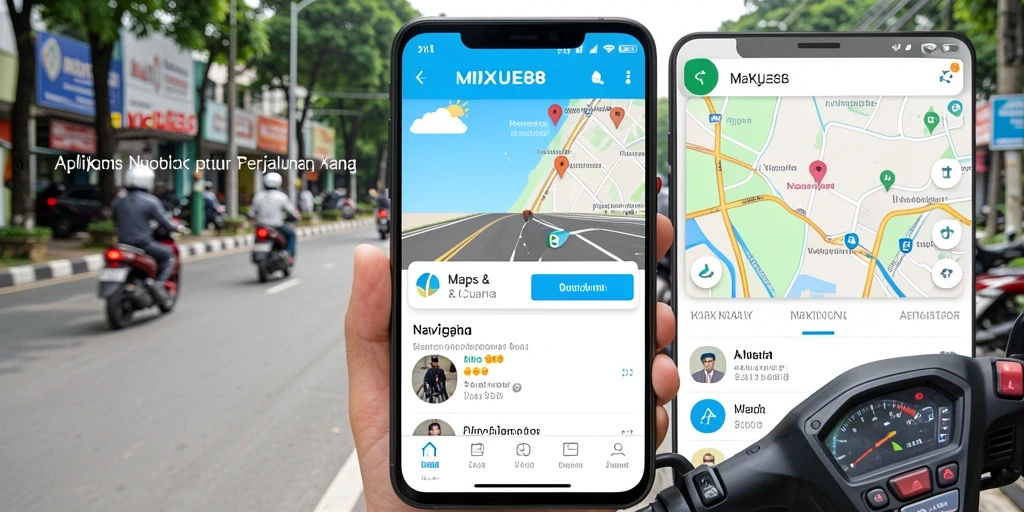 Tampilan antarmuka pengguna aplikasi Navigasi Motor MIXUE88 yang informatif.