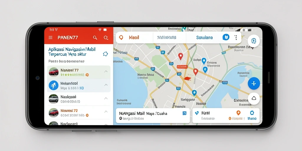Antarmuka aplikasi PANEN77 untuk navigasi mobil yang intuitif.