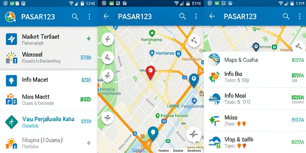 Antarmuka aplikasi PASAR123 dengan informasi lalu lintas terkini.