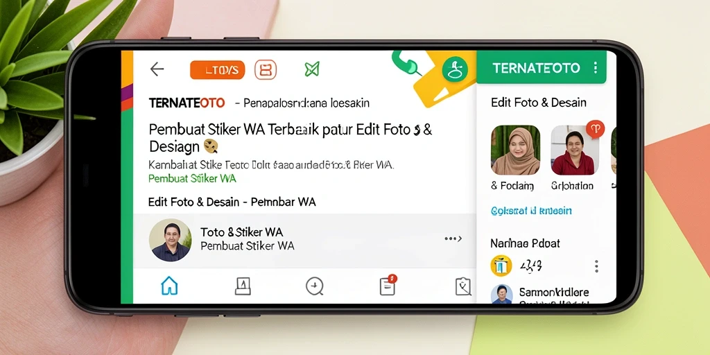 Antarmuka TERNATETOTO untuk membuat stiker WA yang menarik.