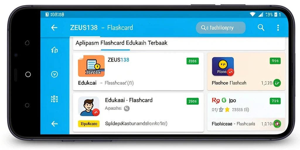 Antarmuka aplikasi ZEUS138 yang user-friendly dengan fungsi Flashcard.